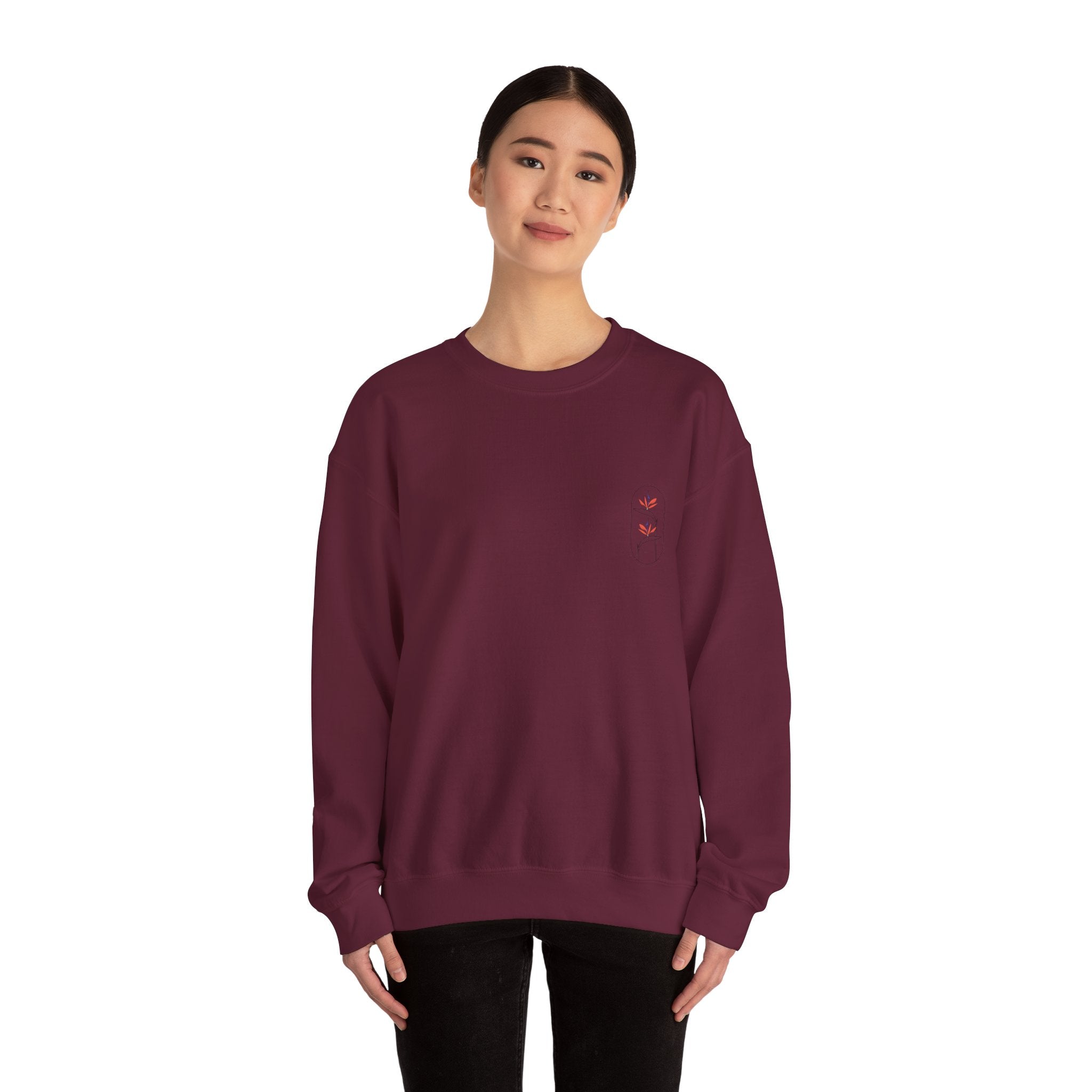 Heliconia Flower Crewneck Sweatshirt — Tropical Botanical Design