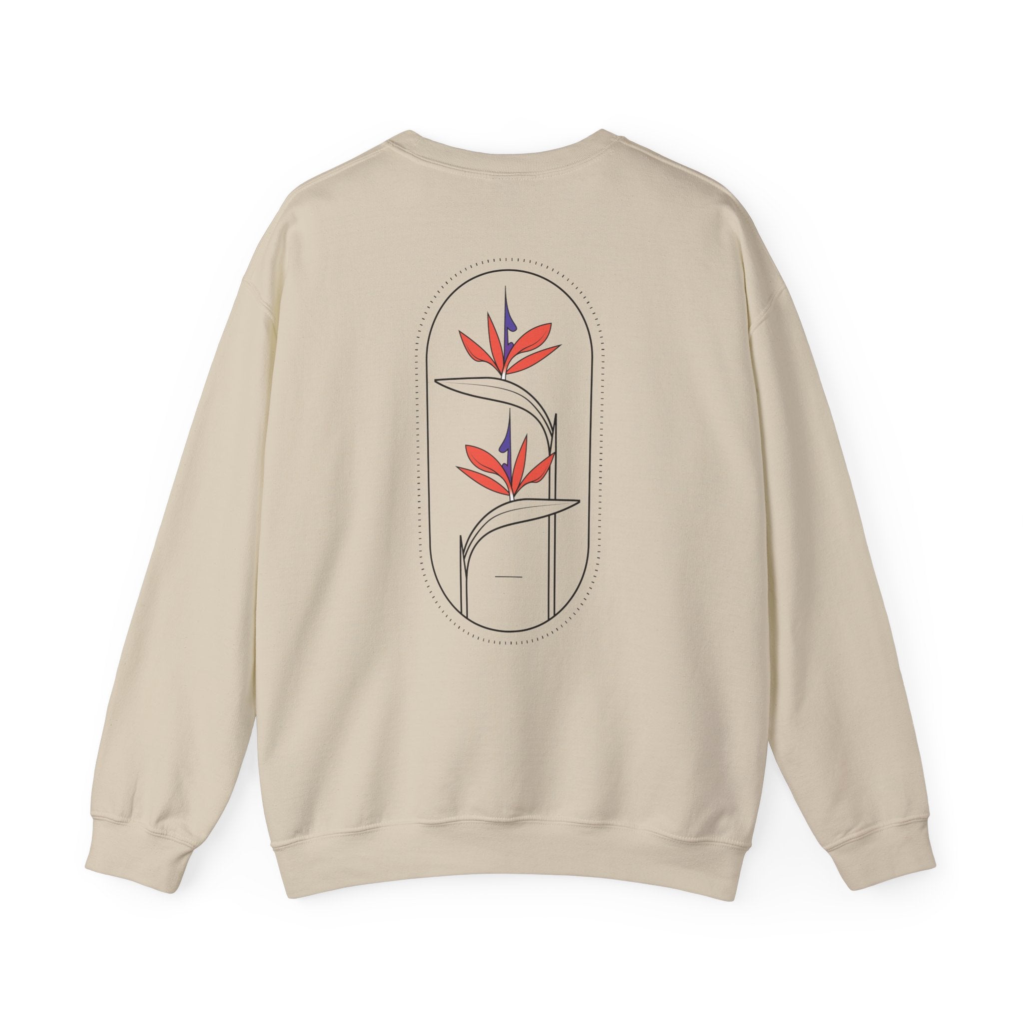 Heliconia Flower Crewneck Sweatshirt — Tropical Botanical Design