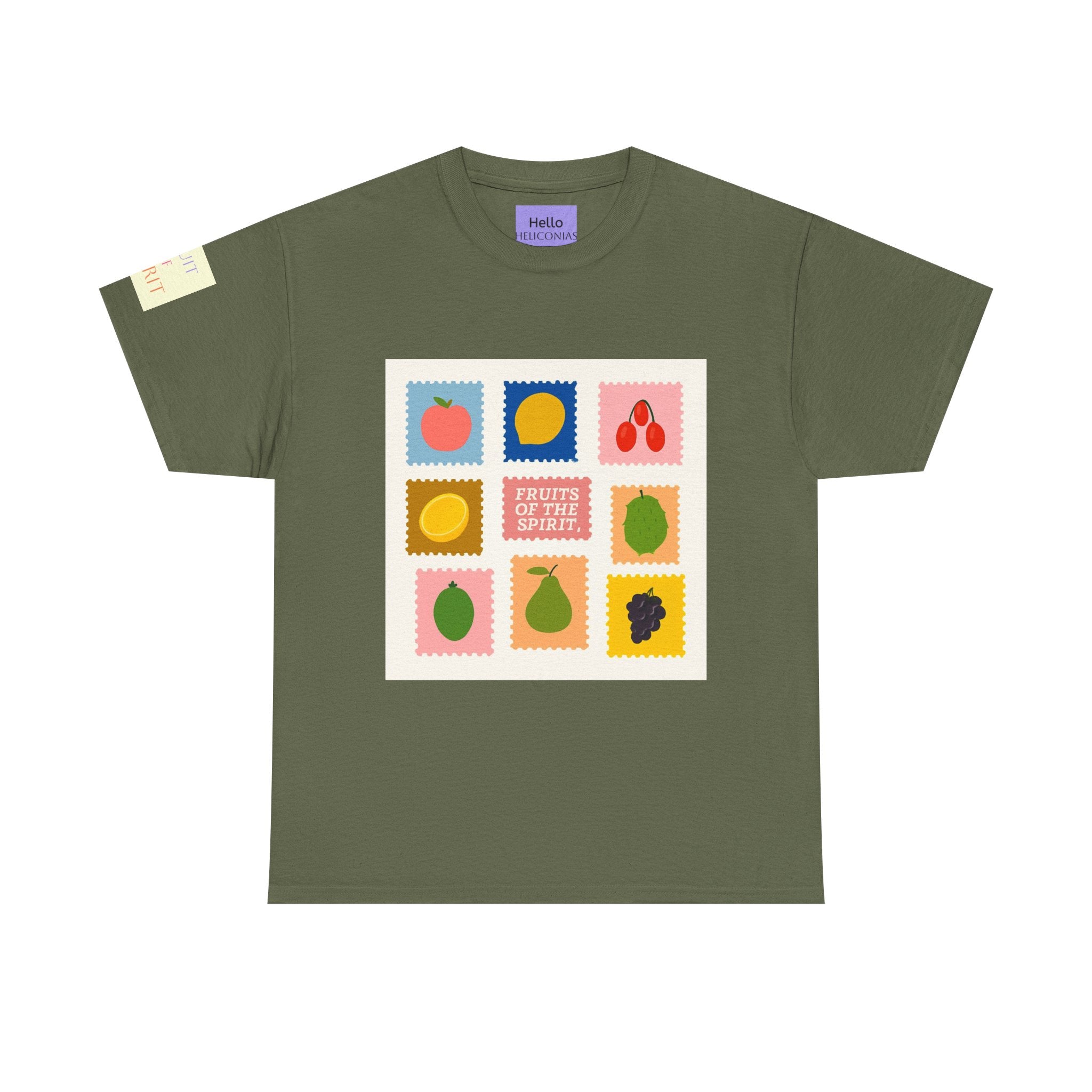 Fruit Stamps Graphic Tee — Cute Retro Produce Pattern