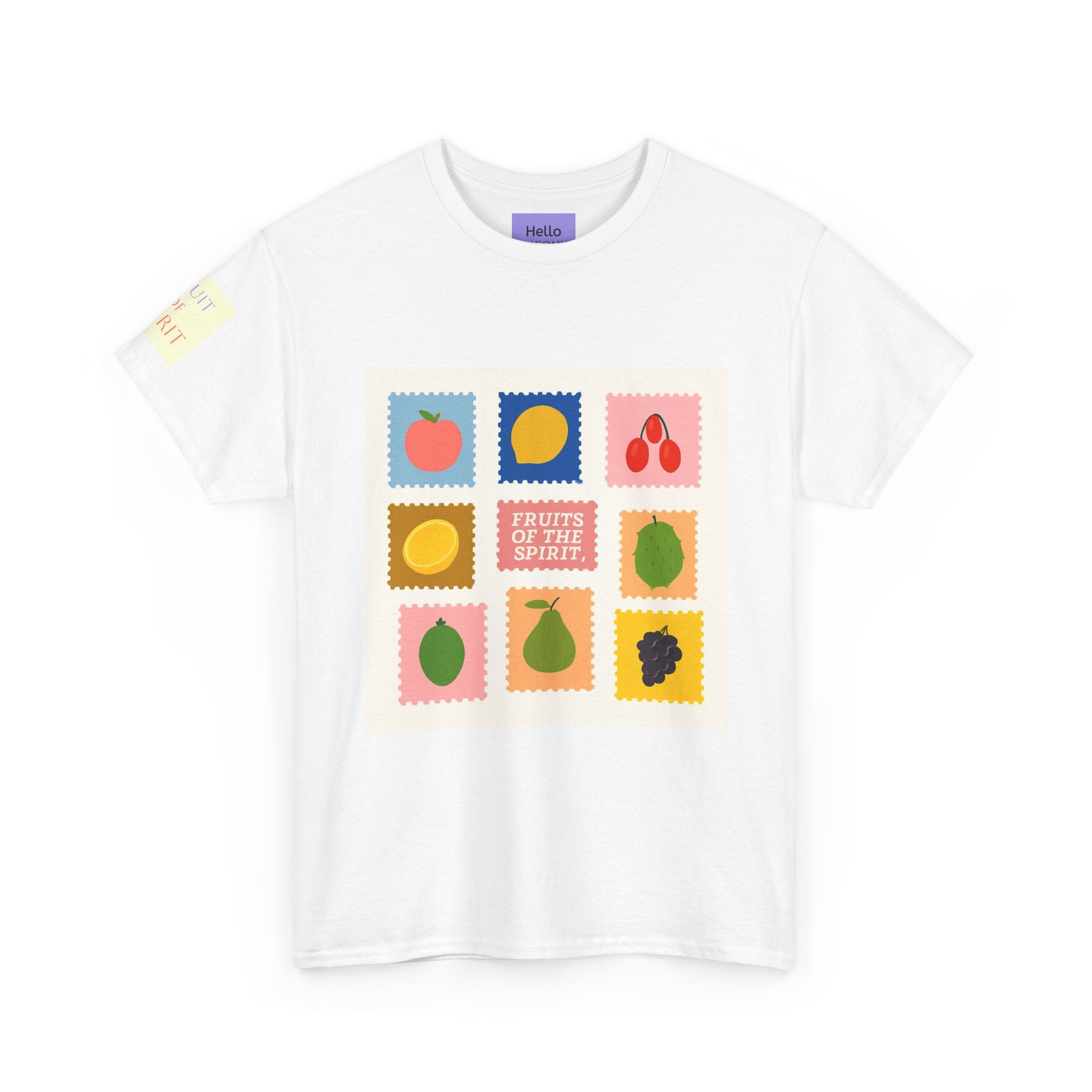 Fruit Stamps Graphic Tee — Cute Retro Produce Pattern