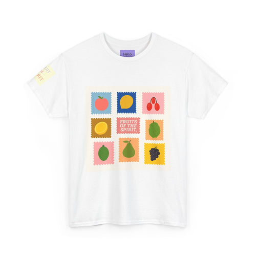 Fruit Stamps Graphic Tee — Cute Retro Produce Pattern