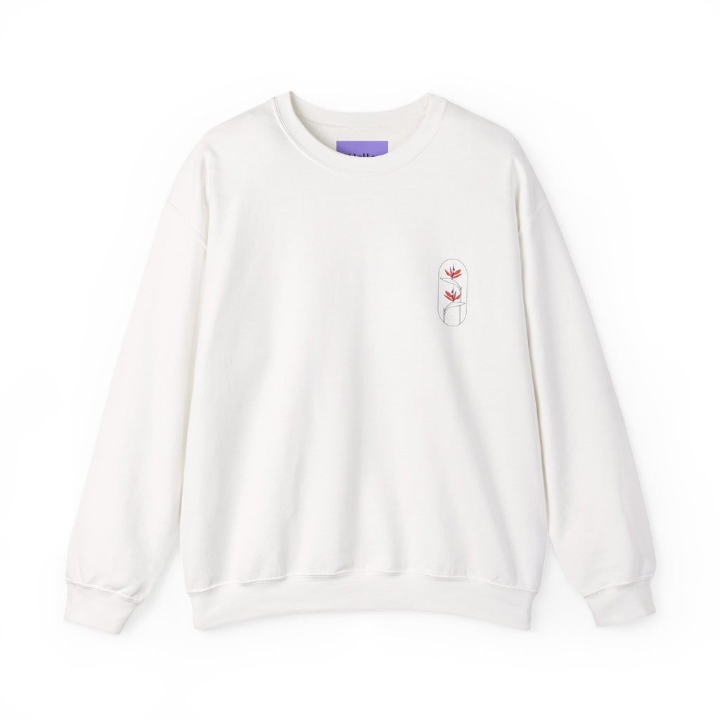 Heliconia Flower Crewneck Sweatshirt — Tropical Botanical Design