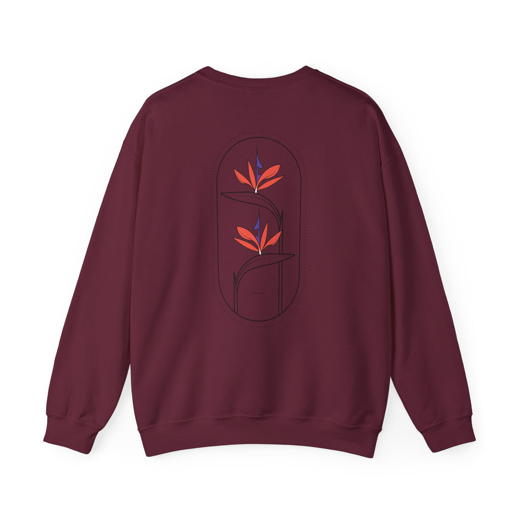 Heliconia Flower Crewneck Sweatshirt — Tropical Botanical Design