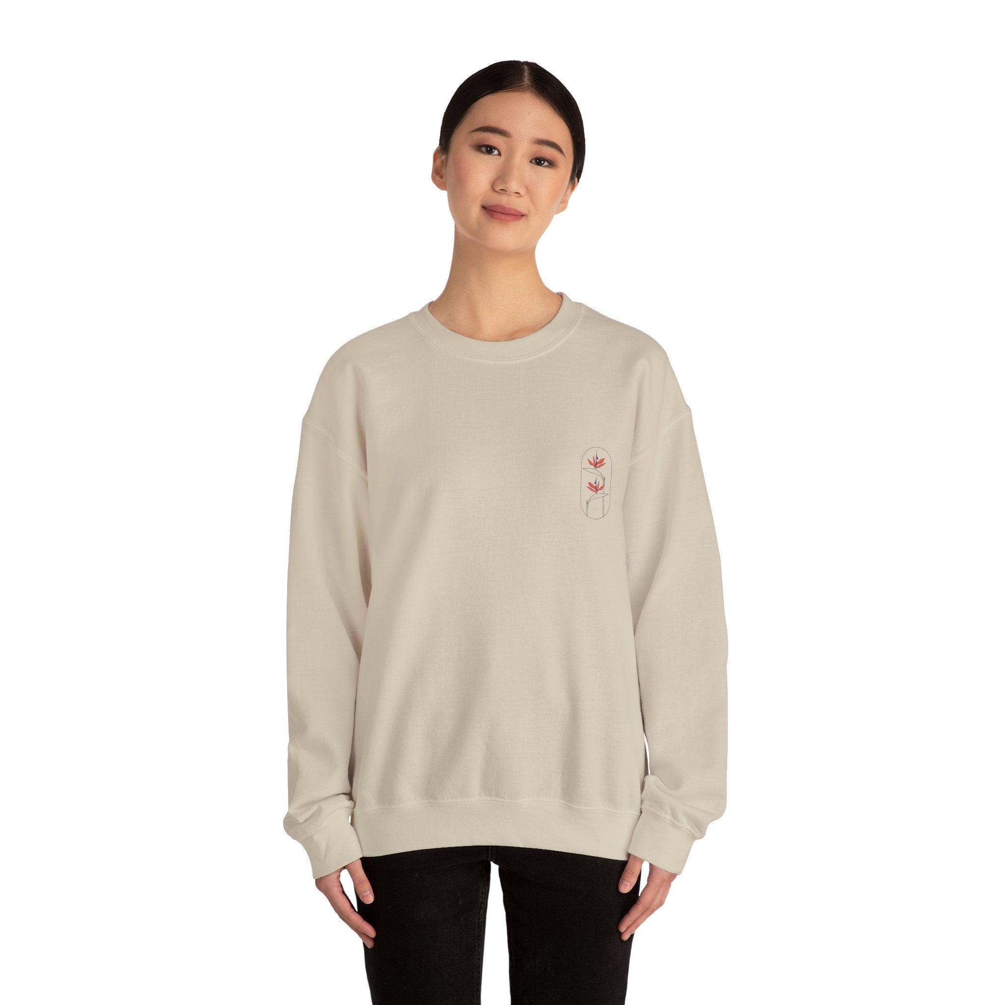 Heliconia Flower Crewneck Sweatshirt — Tropical Botanical Design
