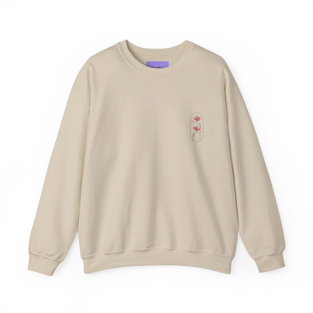 Heliconia Flower Crewneck Sweatshirt — Tropical Botanical Design