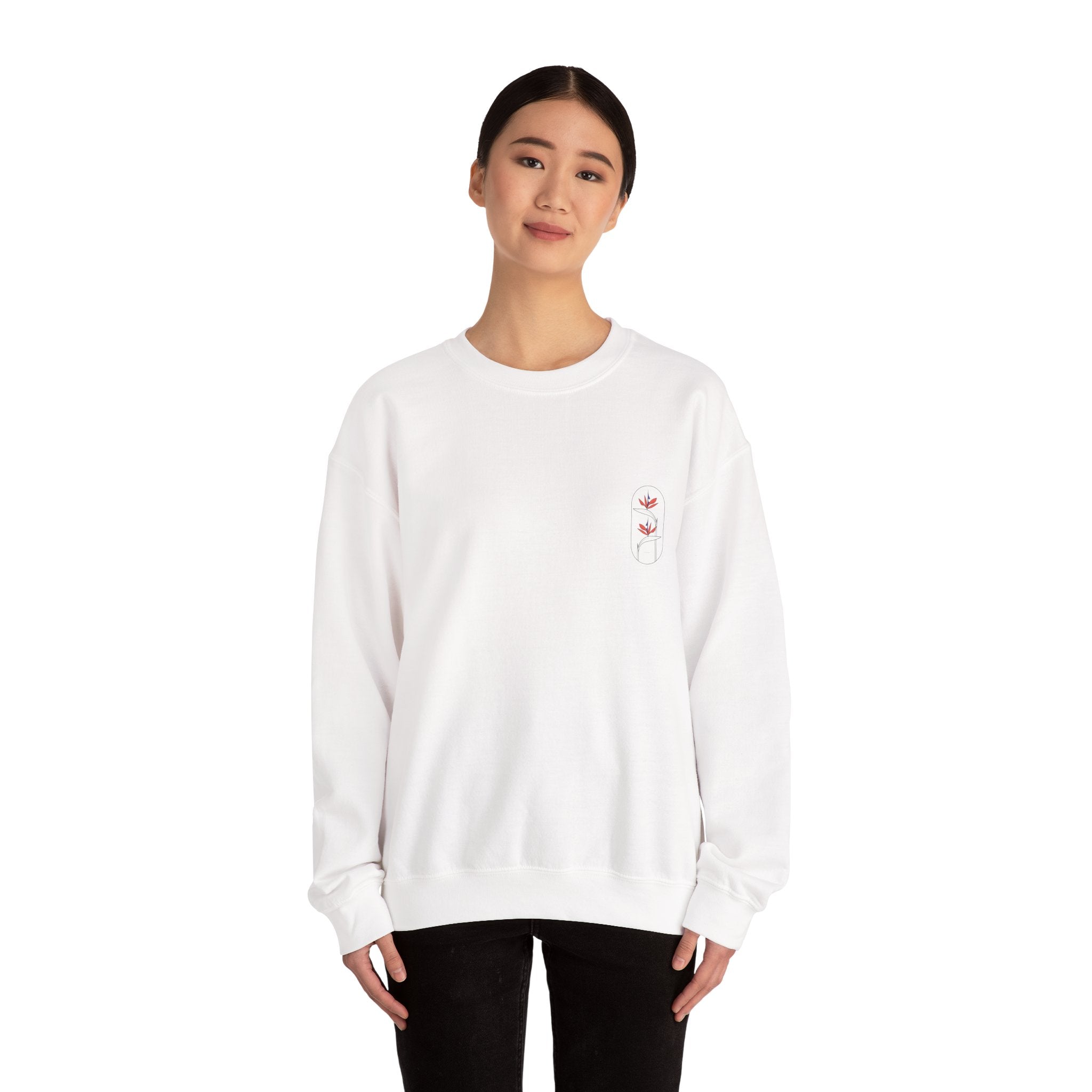 Heliconia Flower Crewneck Sweatshirt — Tropical Botanical Design