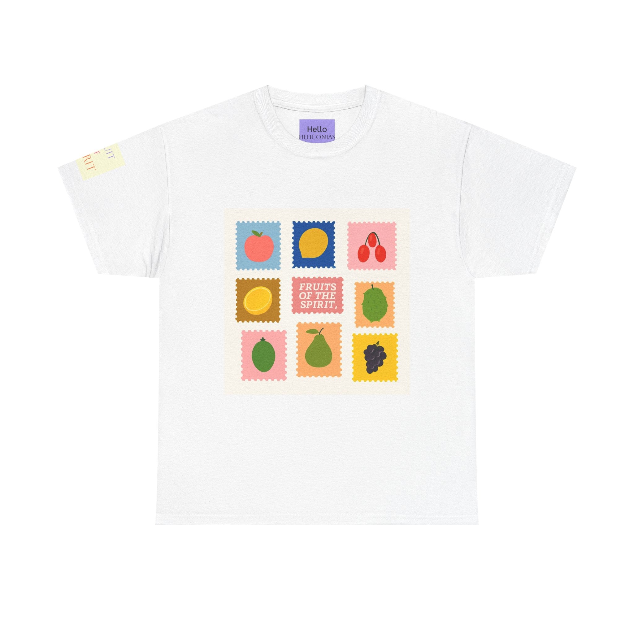 Fruit Stamps Graphic Tee — Cute Retro Produce Pattern