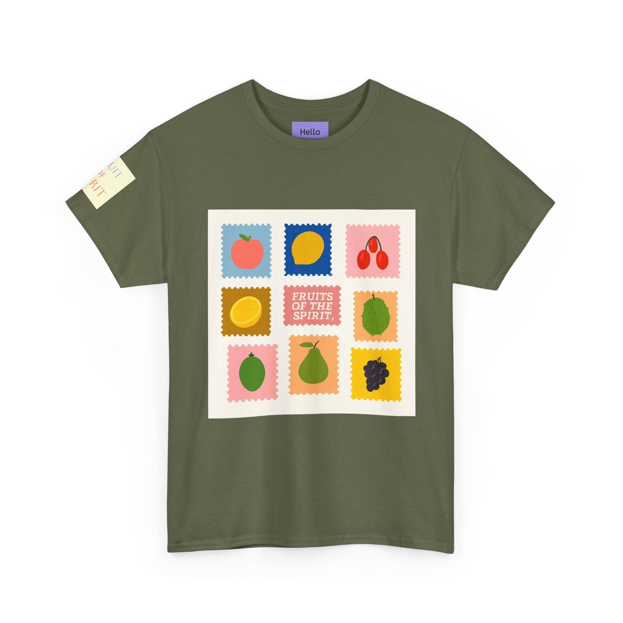 Fruit Stamps Graphic Tee — Cute Retro Produce Pattern