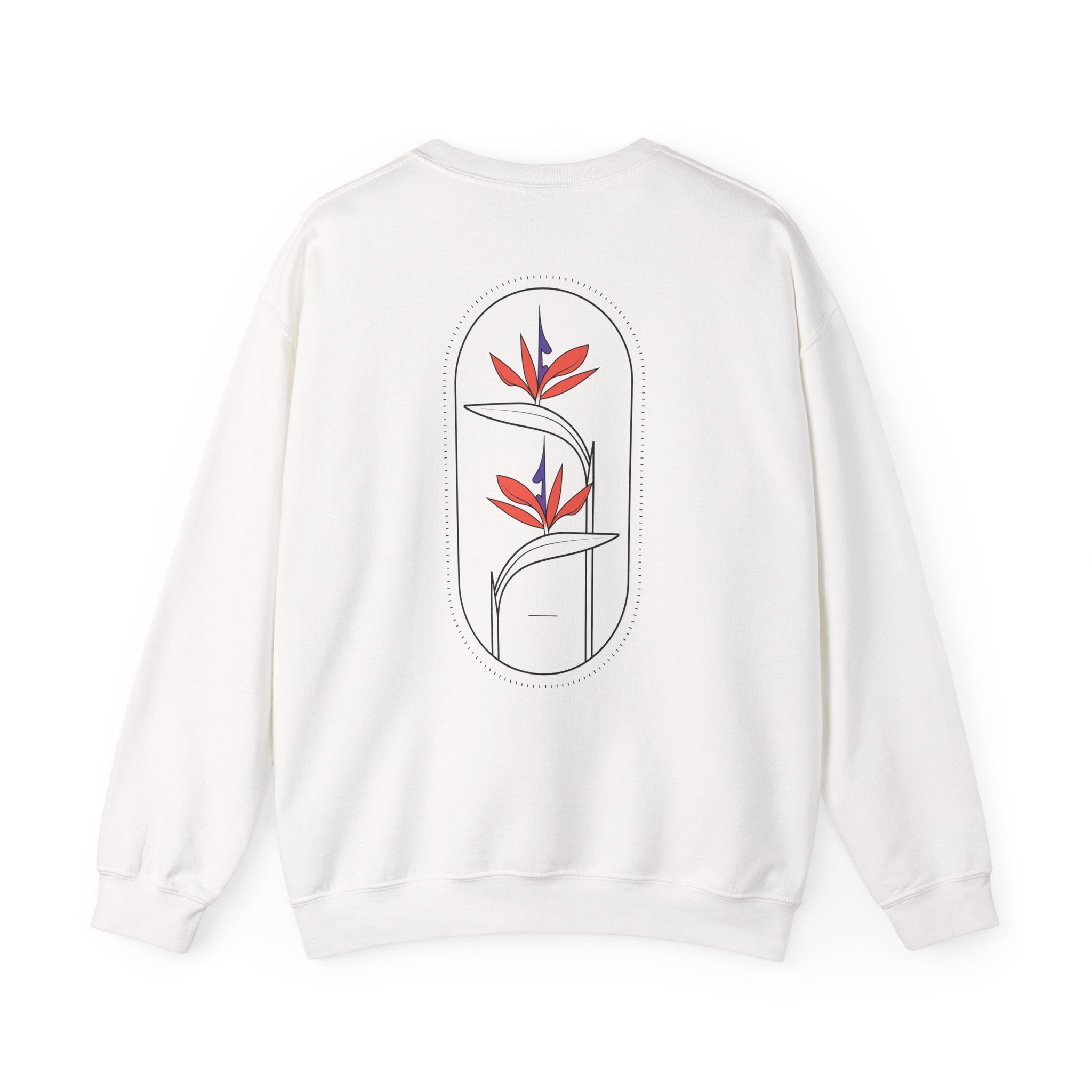 Heliconia Flower Crewneck Sweatshirt — Tropical Botanical Design